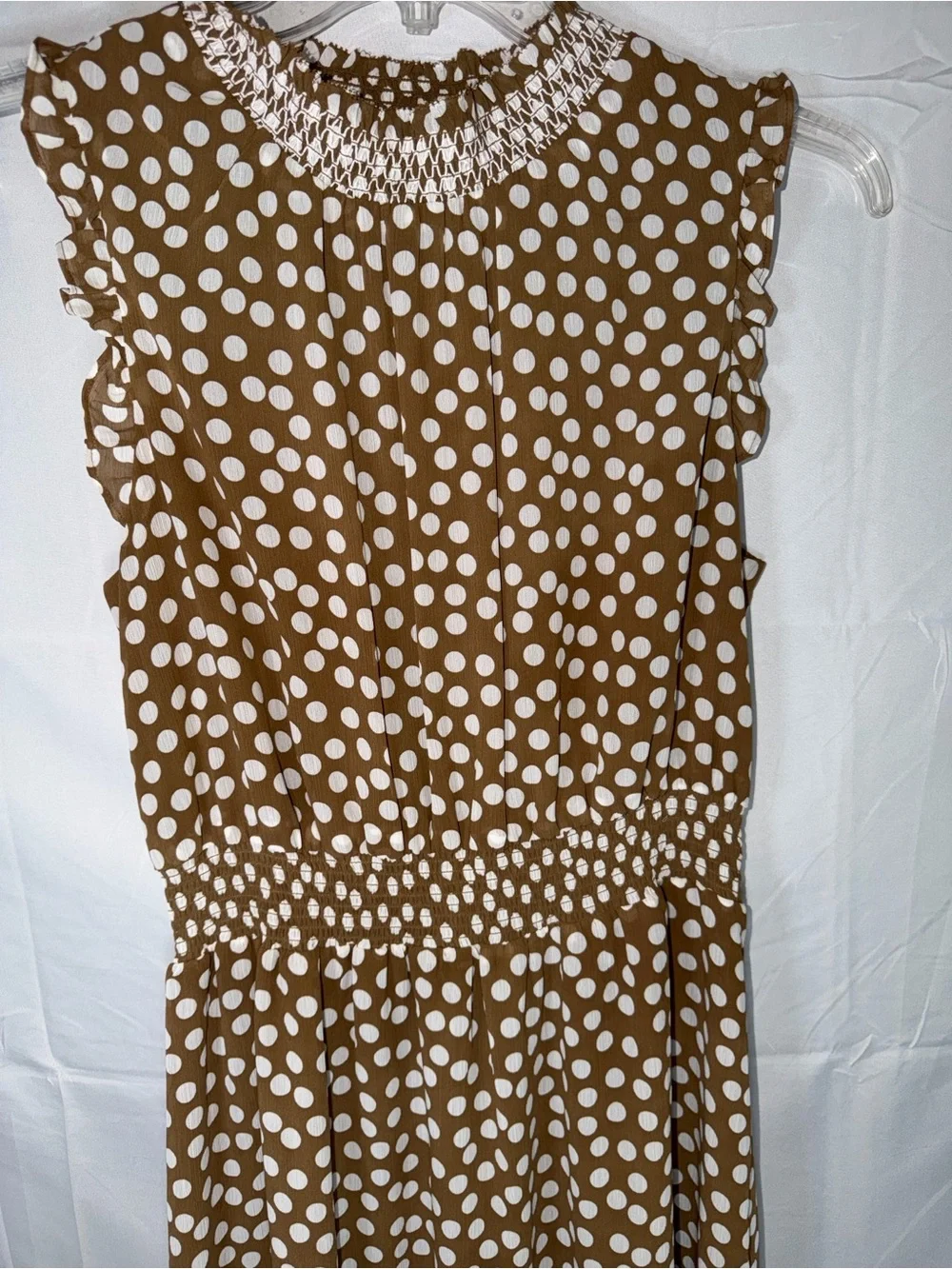 J.Crew Smock Waist Polka Dot Dress In Pecan Ivory